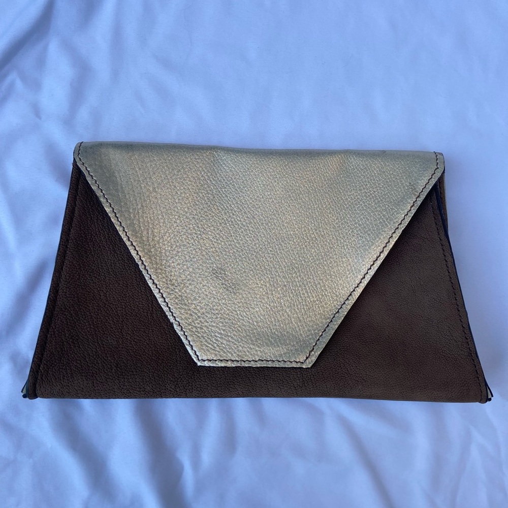 Handmade Light Brown and Silver Clutch